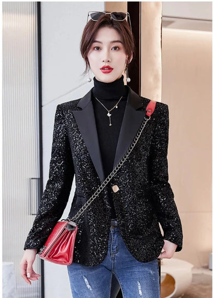 Casual Shiny Office Fashion Blazer Jackets