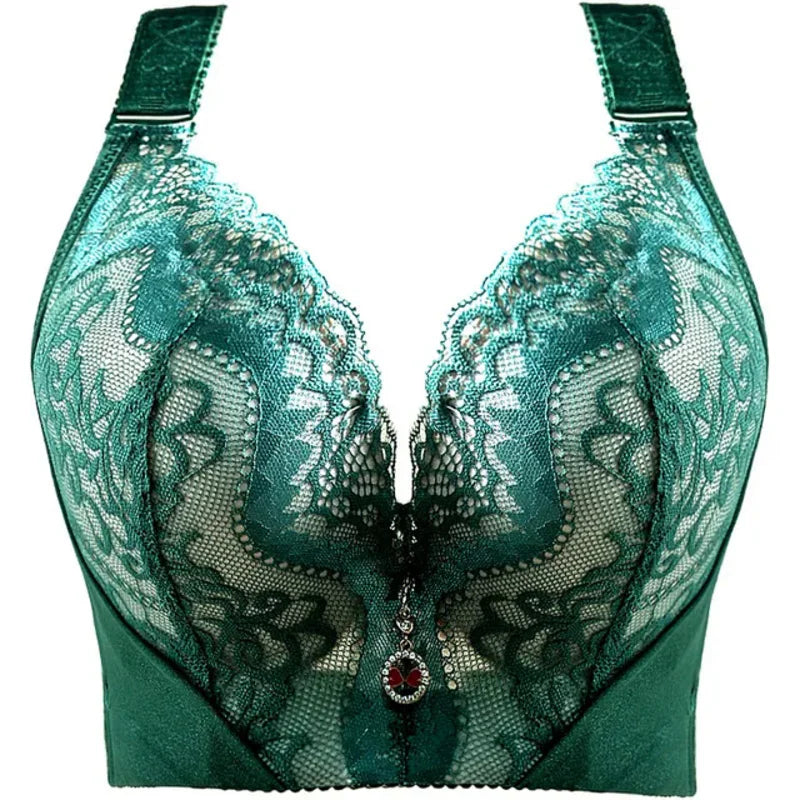 Leaf Embroidered Sexy Lace Plus Size Women Padded Push Up Bras