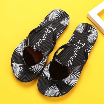 Womens New Summer Style Heart Design Flip Flop Slipper