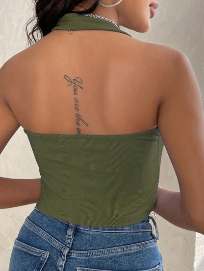 Casual Summer Streetwear Style Backless Crop Top