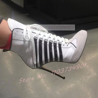 Lace Up Decorated Design High Heel Women Luxury Boots