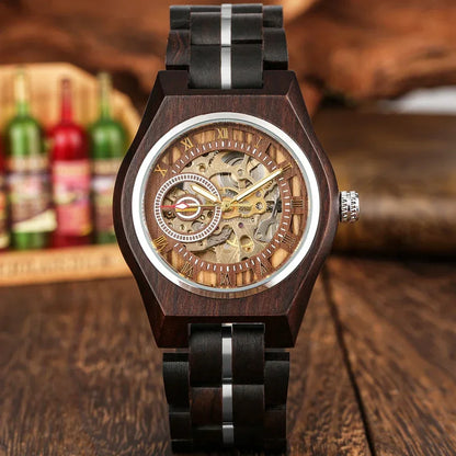 Mens Stylish Wooden Military Type Three Mini Display Watches