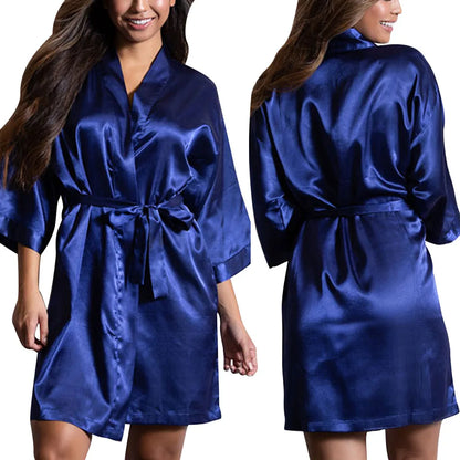 Elegant Black Satin Kimono Robe for an Effortless Night Routine Aesthetic