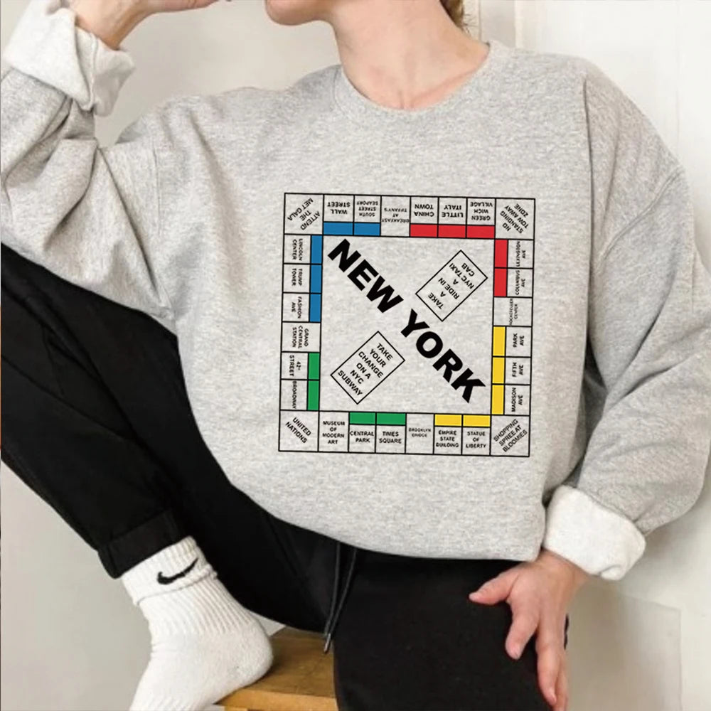 Basic Style Classic New York Printed Cool Sweatshirts