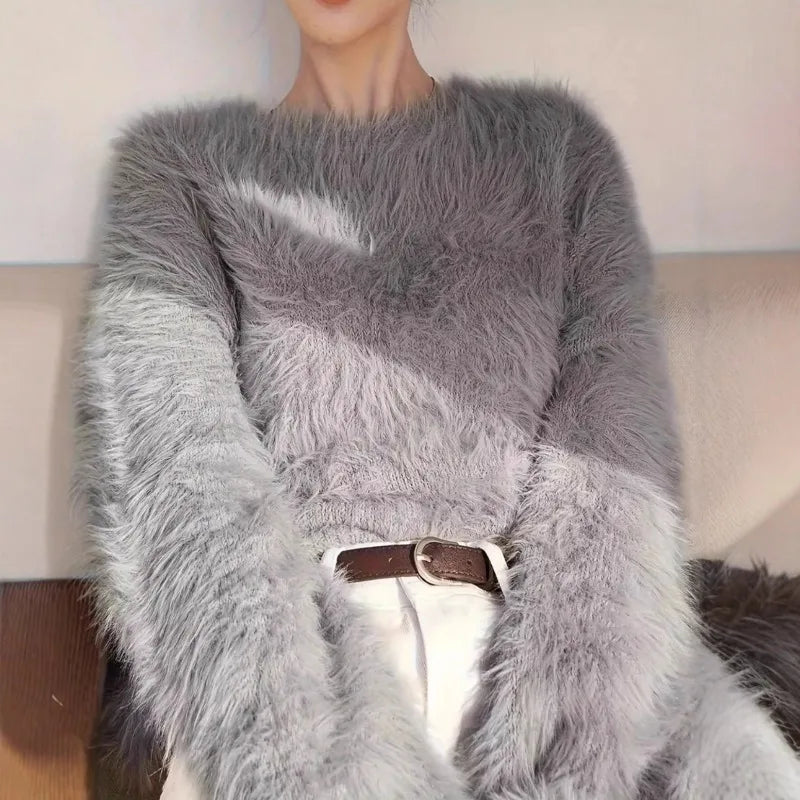 2025 Womens Thick Knitted Sweater Loose Fit Idle Style Pullover Half Polo Turtleneck Versatile Winter Top