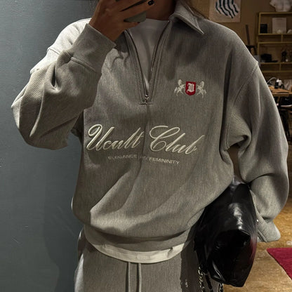 Half Zipper Loose Fit Warm Sweater For Women