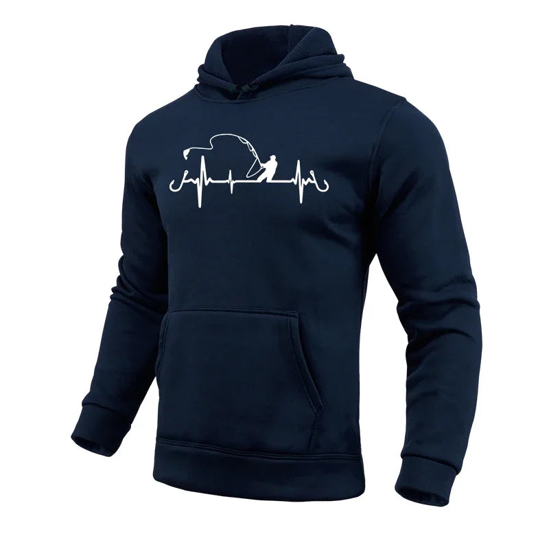 Ice Fishing On Lake Michigan Printed Cotton Casual Hoodies