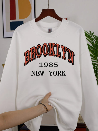 New York Printed Crew Neck Sweatshirts