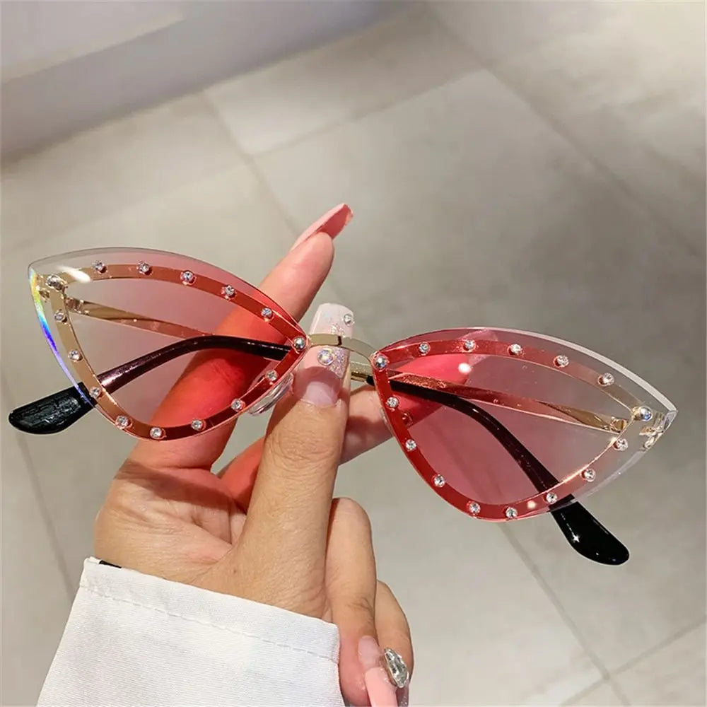 Vintage Rimless Cat Eye Sunglasses