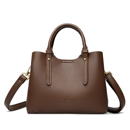 Elegant Textured Leather Top Handle Tote