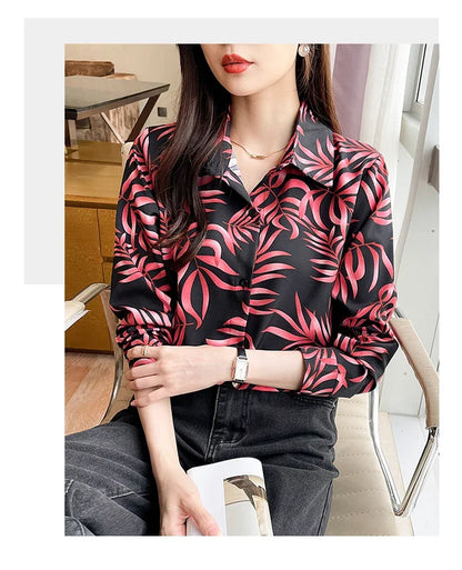 Printed Button-Down Shirt: Trendy Fashion for Spring/Autumn Work and Casual Wear