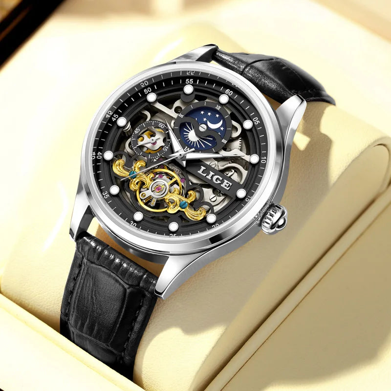Mens Transparent Mechanical Dial Luxury Analog Watches