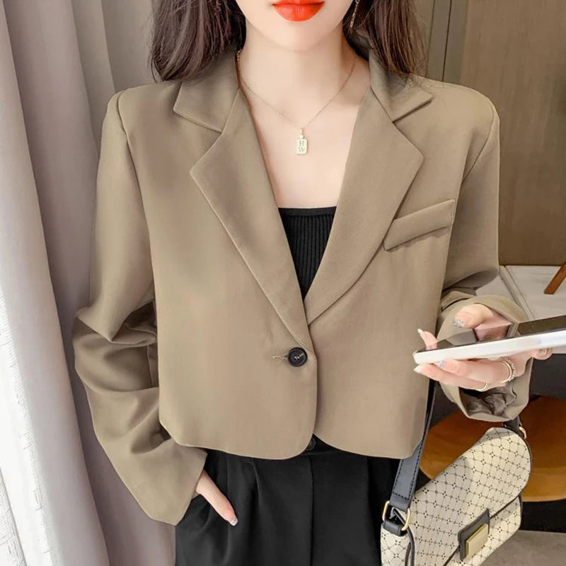 Elegant Office Style Crop Blazers