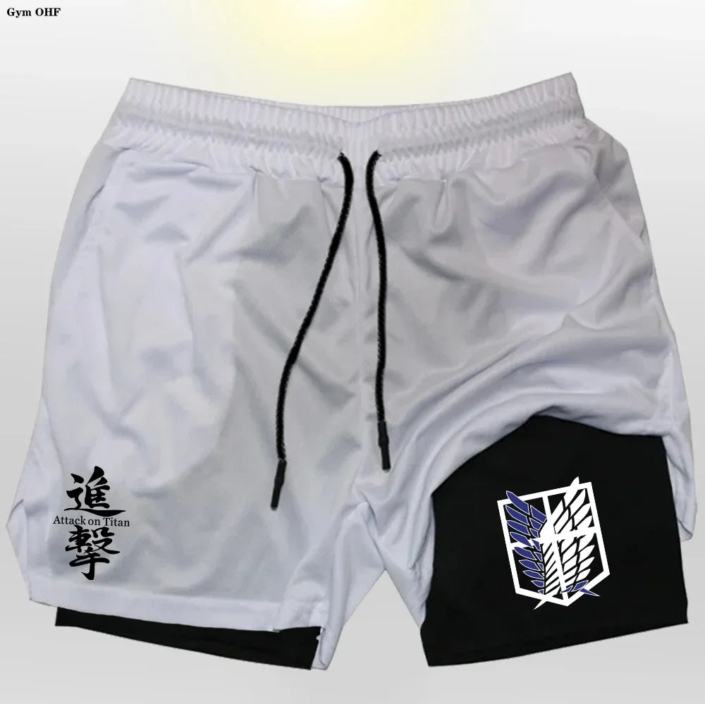 New 2 In 1 Mens Gym Short