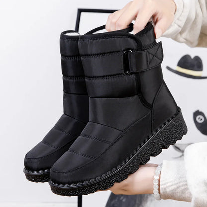 Plus Size Womens Boots Autumn Winter Ankle Flat Shoes Lace Up Retro Warm Booties Non Slip Mujer Botas
