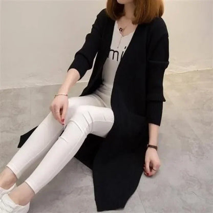 V-Neck Long Knit Cardigan for Women – 2025 Y2K Harajuku Style