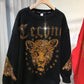 Leopard Rhinestone Plus Size Sweatshirt: Luxury Brand Style