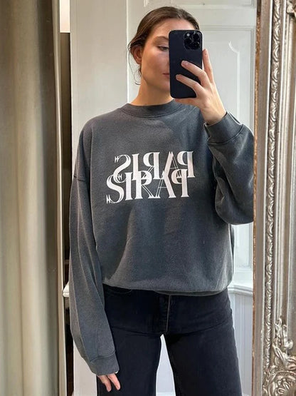 Graphic PARIS Printed Women Casual Sweatshirt