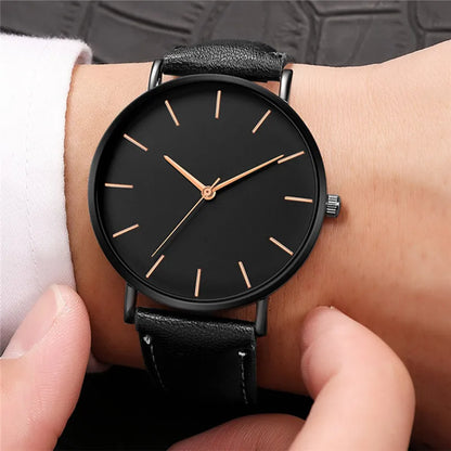 Mens Casual Ultra Thin Black Dial Analog Watches