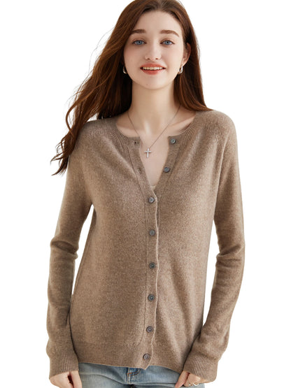 100% Merino Wool Knit Cardigan for Women – Timeless Vintage Style