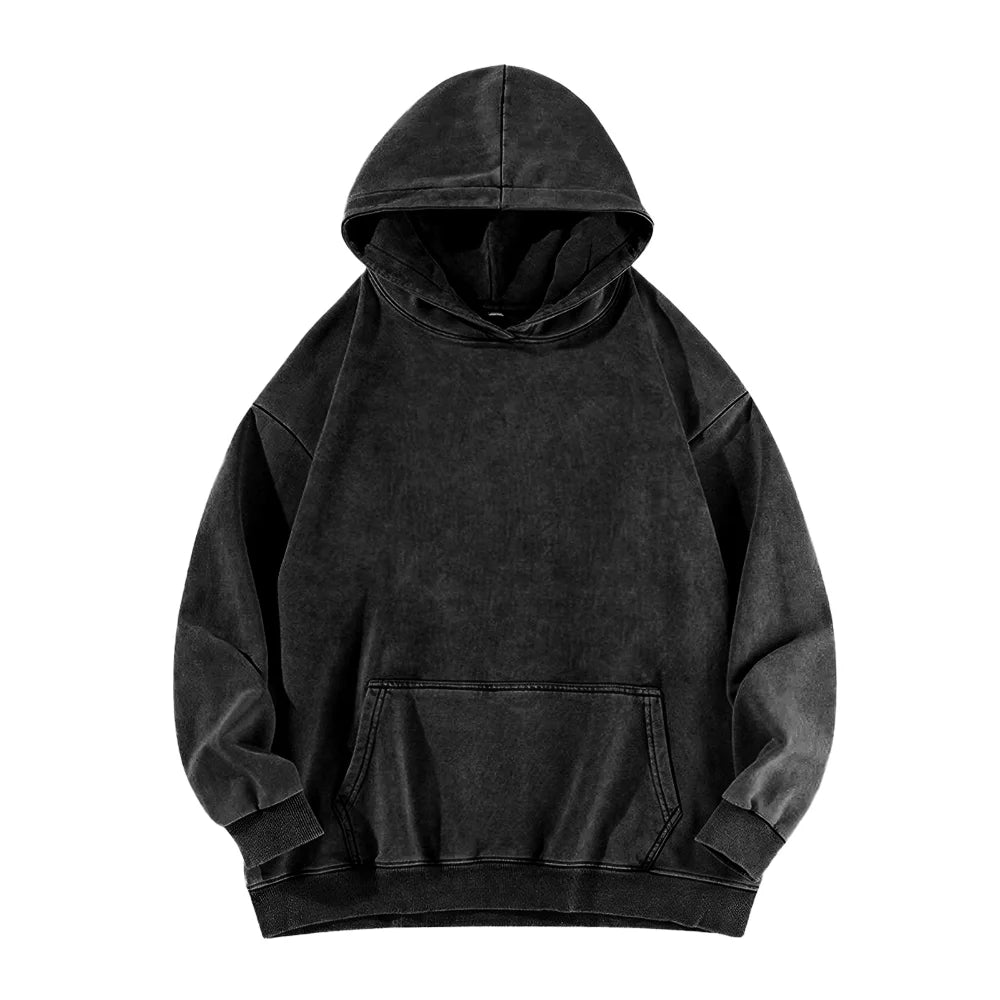 Men’s Graphic Logo Hoodie – Washed Cotton Pullover Sweatshirt for Casual Streetwear All Seasons