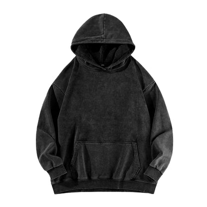 Men’s Graphic Logo Hoodie – Washed Cotton Pullover Sweatshirt for Casual Streetwear All Seasons