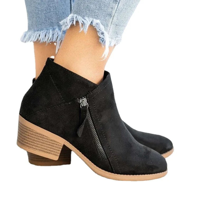 Platform Heel Suede Zipper Up Elegant Boots For Women