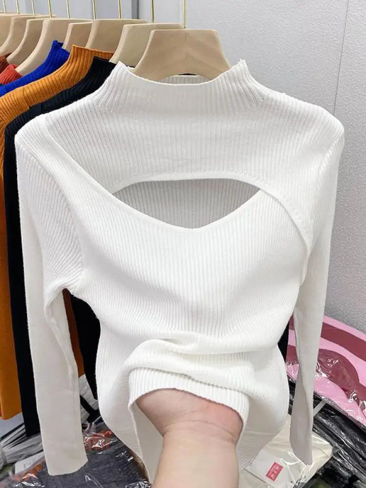 2025 Autumn Winter Knitted Sweater Set Sweet Solid Color Loose Fit Top Sexy Slim Shorts