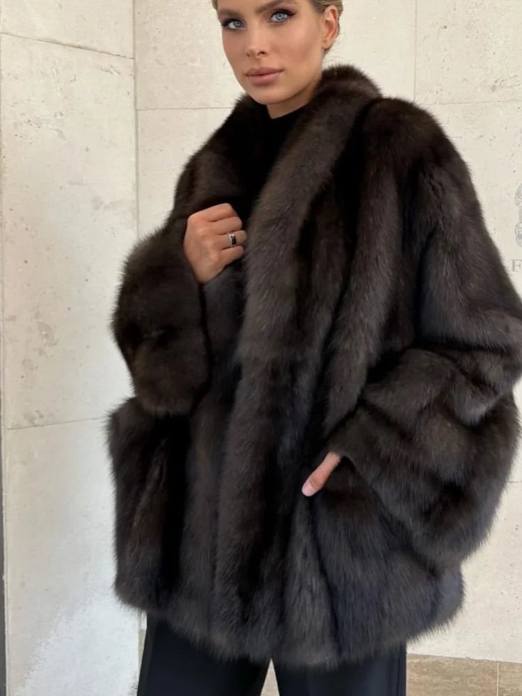 Elegant Thick Fur Women Coats