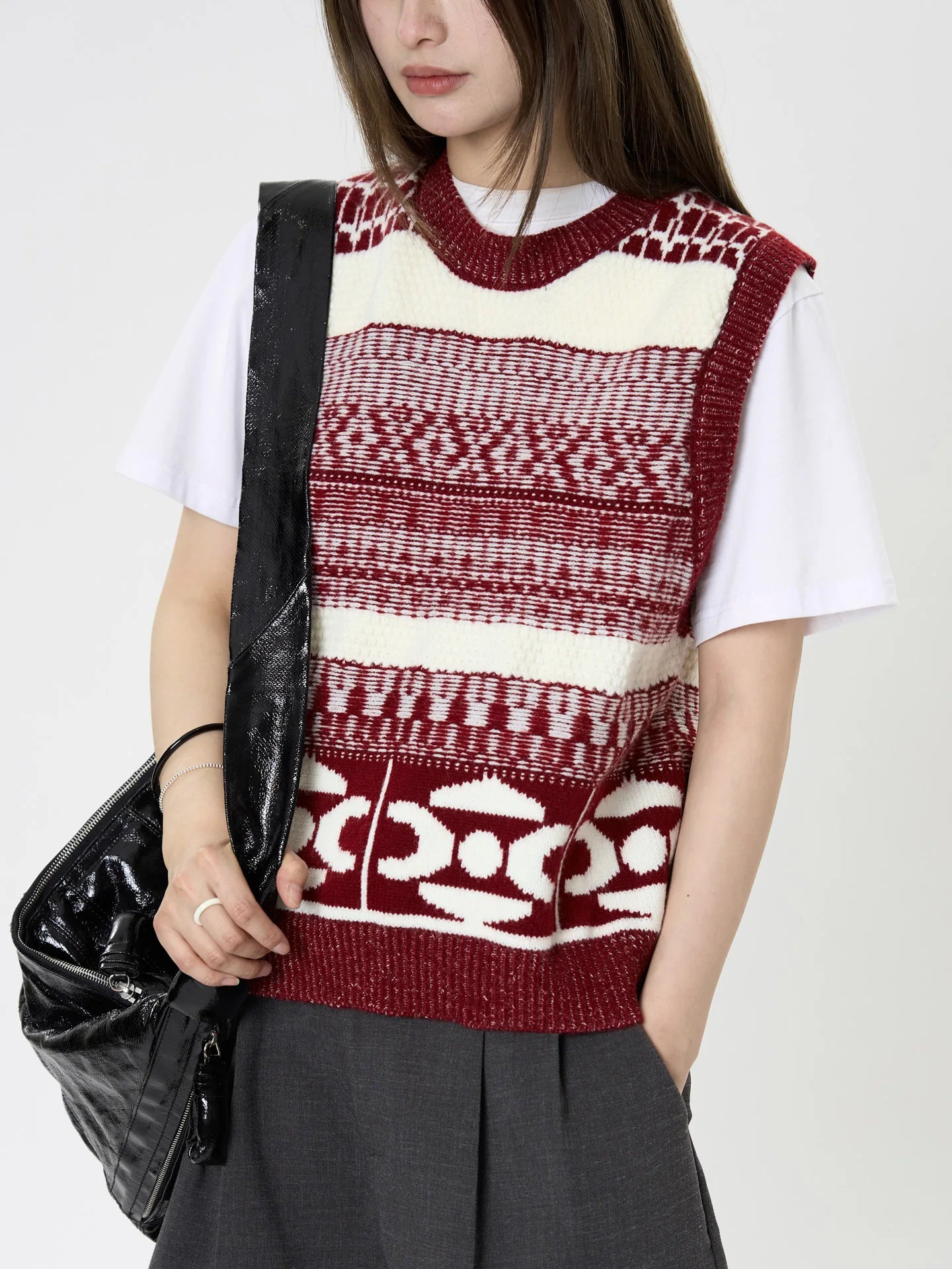 Womens Geometric Pattern Sleeveless Vest For Autumn Winter