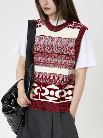 Womens Geometric Pattern Sleeveless Vest For Autumn Winter