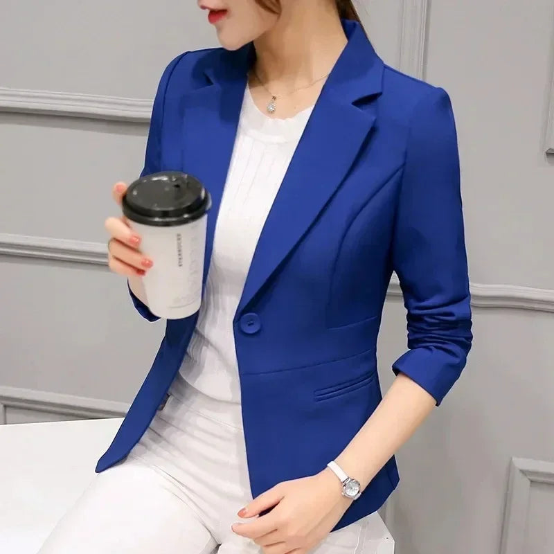 Solid Color Women's Blazer: Business Casual Slim Fit for Comfortable Autumn/Winter