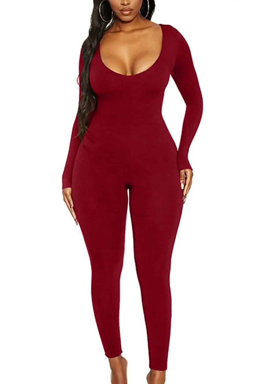 Women S Solid Black Gray Long Sleeve Skiing Jumpsuit Elastic High Fit Fashion Fitness Streetwear Slim Sport Romper