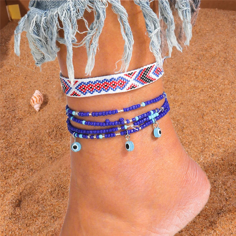 5 Pieces Colorful Beads Ankle Bracelet