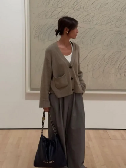 2025 Winter Women S Solid Color Cardigan Knitted Loose Fit Xxl Sweater Coat With Pockets Black