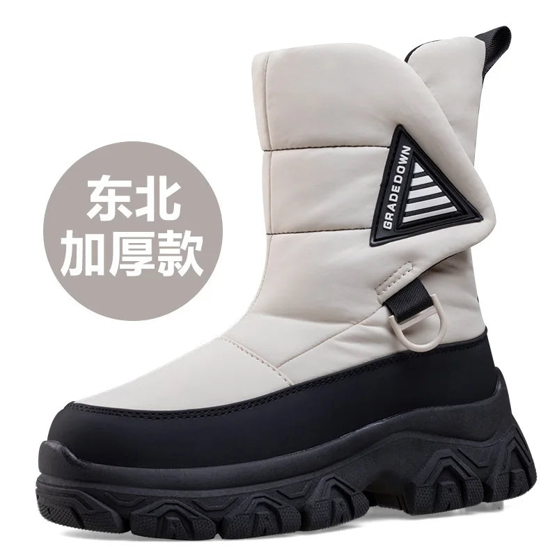 2025 Winter Plus Size Anti Skid Boots Thick Wool Warm Fashion Middle Boots Outdoor Snow Boots With Wedges For Women