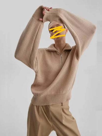 Loose Fit Striped Turtleneck Winter Sweater For Women