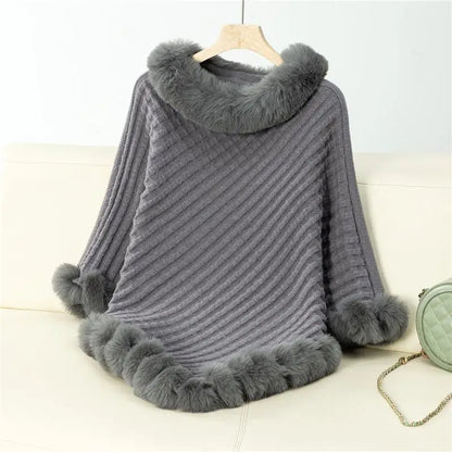 Elevated Comfort: The Luxe Fur-Trimmed Batwing Cardigan