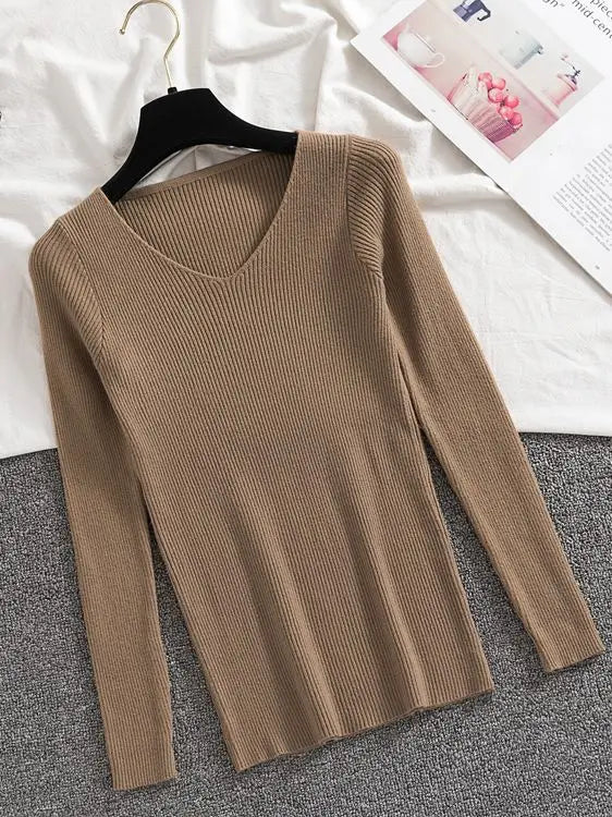 Spring Style V Neck Half Sleeved Knitted Thin Sweater