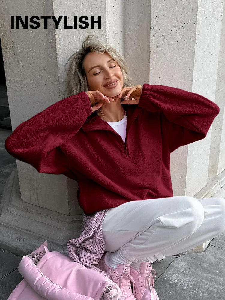 2025 Polar Fleece Hoodie Women S Loose Fit Pullover Sweatshirt For Spring Fall