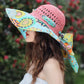 Summer Beach Style Bucket Folding Flower Pattern Straw Hat For Women