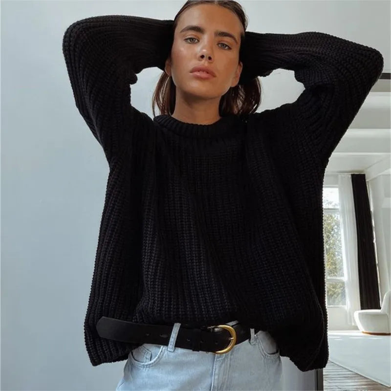 Casual O Neck Elegant Loose Sweaters
