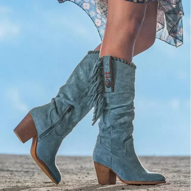 Chic Tassel Design Western Style Women Long Boots