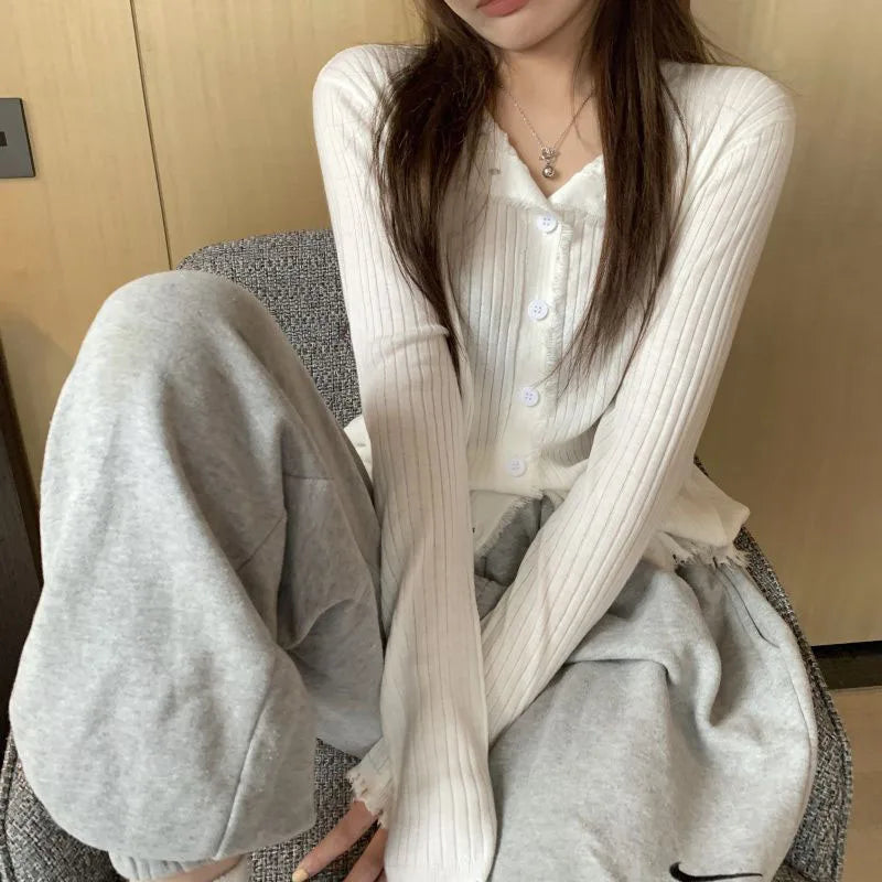 Korean Style O-Neck Knit Cardigan for Women – Autumn 2025