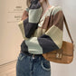 Vintage Cool Design Contrast Stripe Lace Up V-Neck Sweater