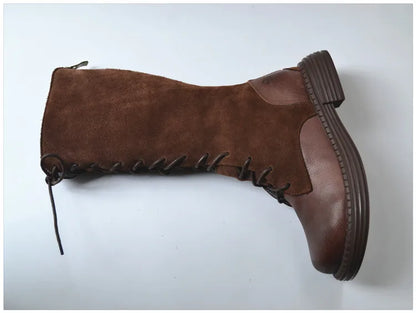 Genuine Leather Lace Up Cool Winter Boots For Women