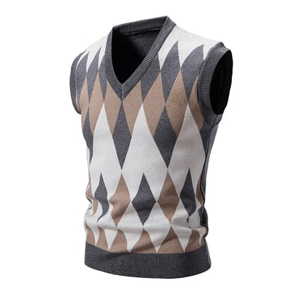Women S Argyle Sweater Vest Sleeveless Plaid Knitted Crop Top Casual V Neck Pullovers For Spring Autumn Preppy Style