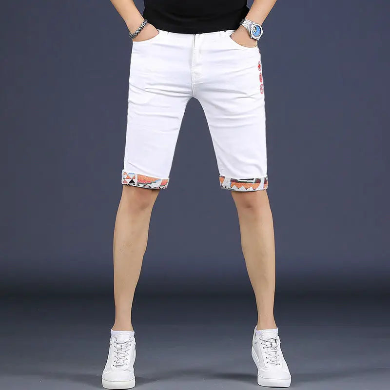 Summer Mens Stretch Skinny Slim Denim Shorts
