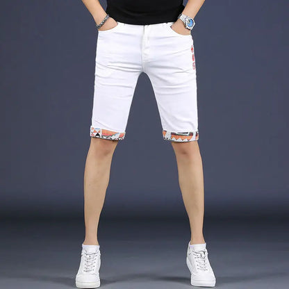 Summer Mens Stretch Skinny Slim Denim Shorts