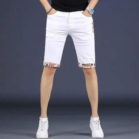 Summer Mens Stretch Skinny Slim Denim Shorts